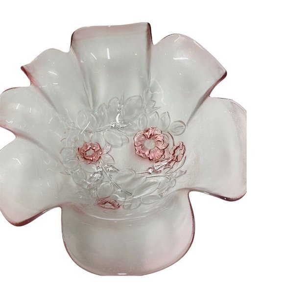 Vintage Mikasa Rosella 11" Glass Pink Floral Embos - Picture 4 of 10